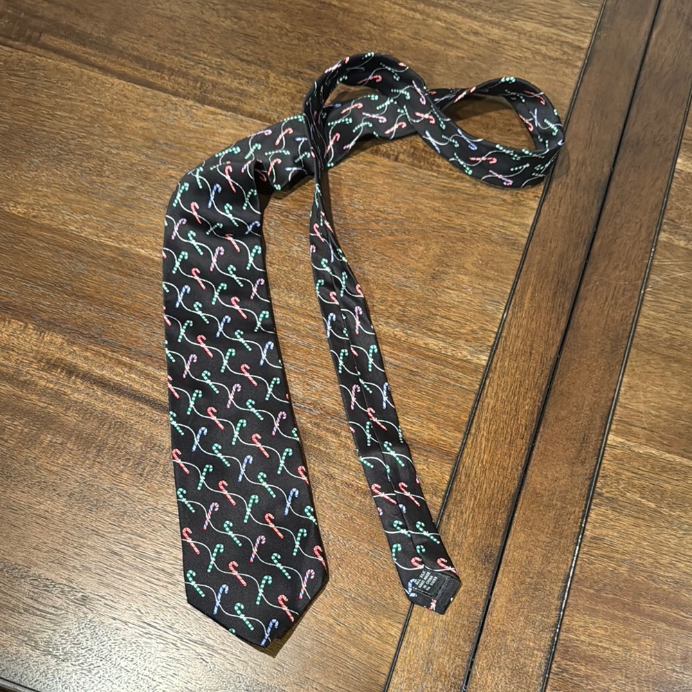 Musical Candy Cane Tie - Black and Multicolor